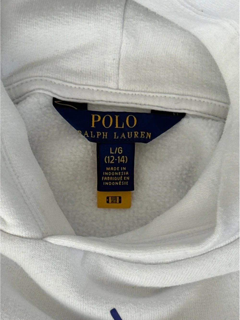 Polo Ralph Lauren Girls Hooded Sweatshirt Dress White Big Pony Size 12-14 L